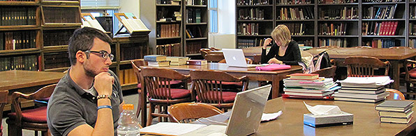 Students at work in the Classical Studies Library.